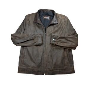 Remy Mens Lambskin Leather Jacket Antiqued Brown Soft Classic Fit Size 44